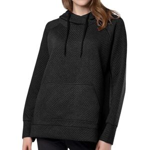 Green tea Quilt Pullover Black Top SZ L